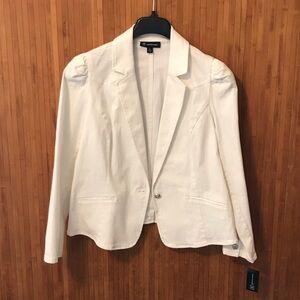INC Women’s White Blazer Jacket Button Front, Plus Size 0X (14-16)